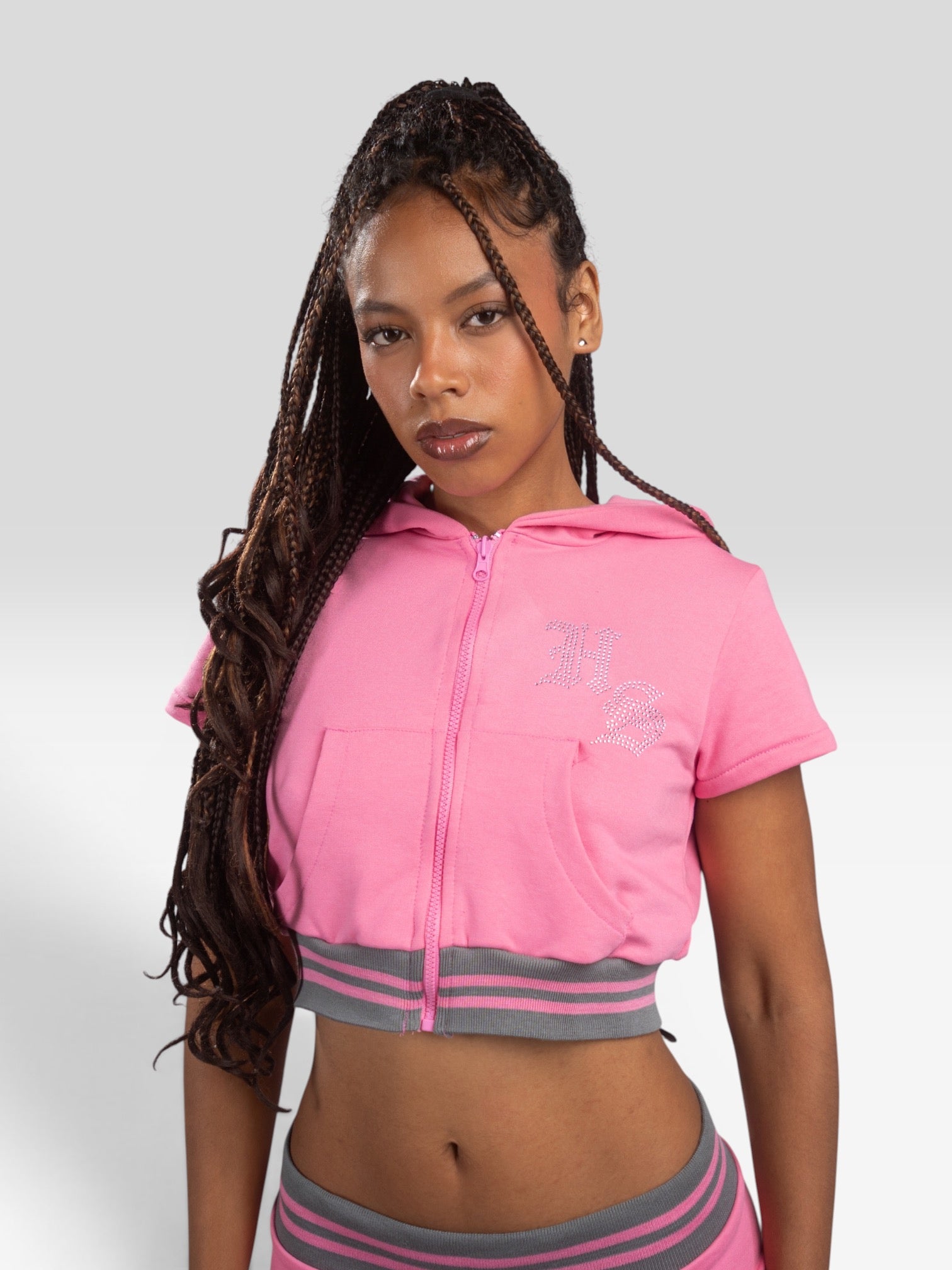 Malibu Crop Hoodie Pink